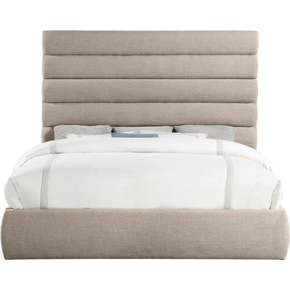 Adam Beige Linen Textured Fabric King Bed