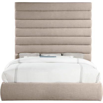 Adam Beige Linen Textured Fabric King Bed
