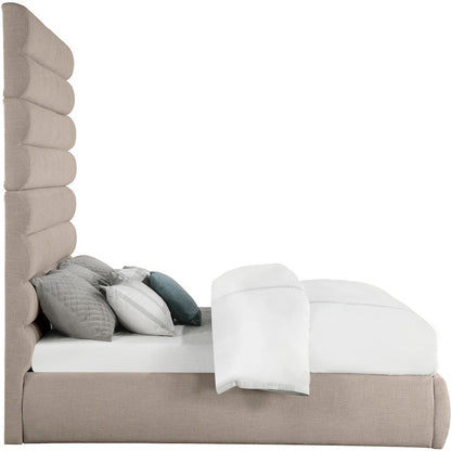 Adam Beige Linen Textured Fabric King Bed