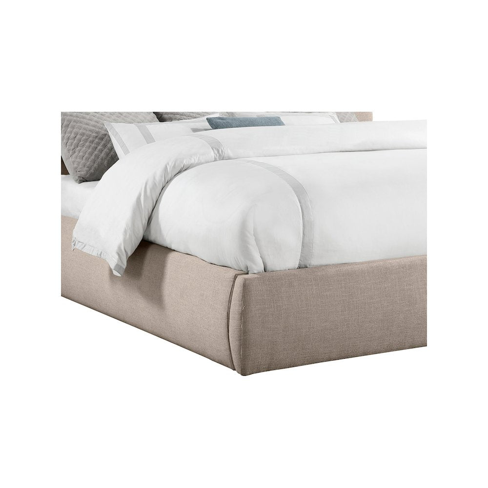 Adam Beige Linen Textured Fabric King Bed