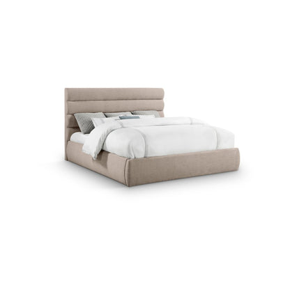 Adam Beige Linen Textured Fabric King Bed