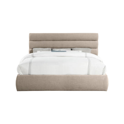 Adam Beige Linen Textured Fabric King Bed