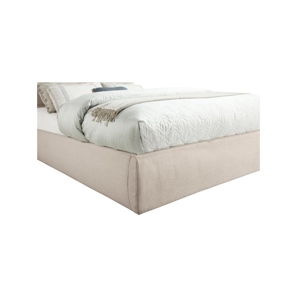 Adam Beige Linen Textured Fabric King Bed