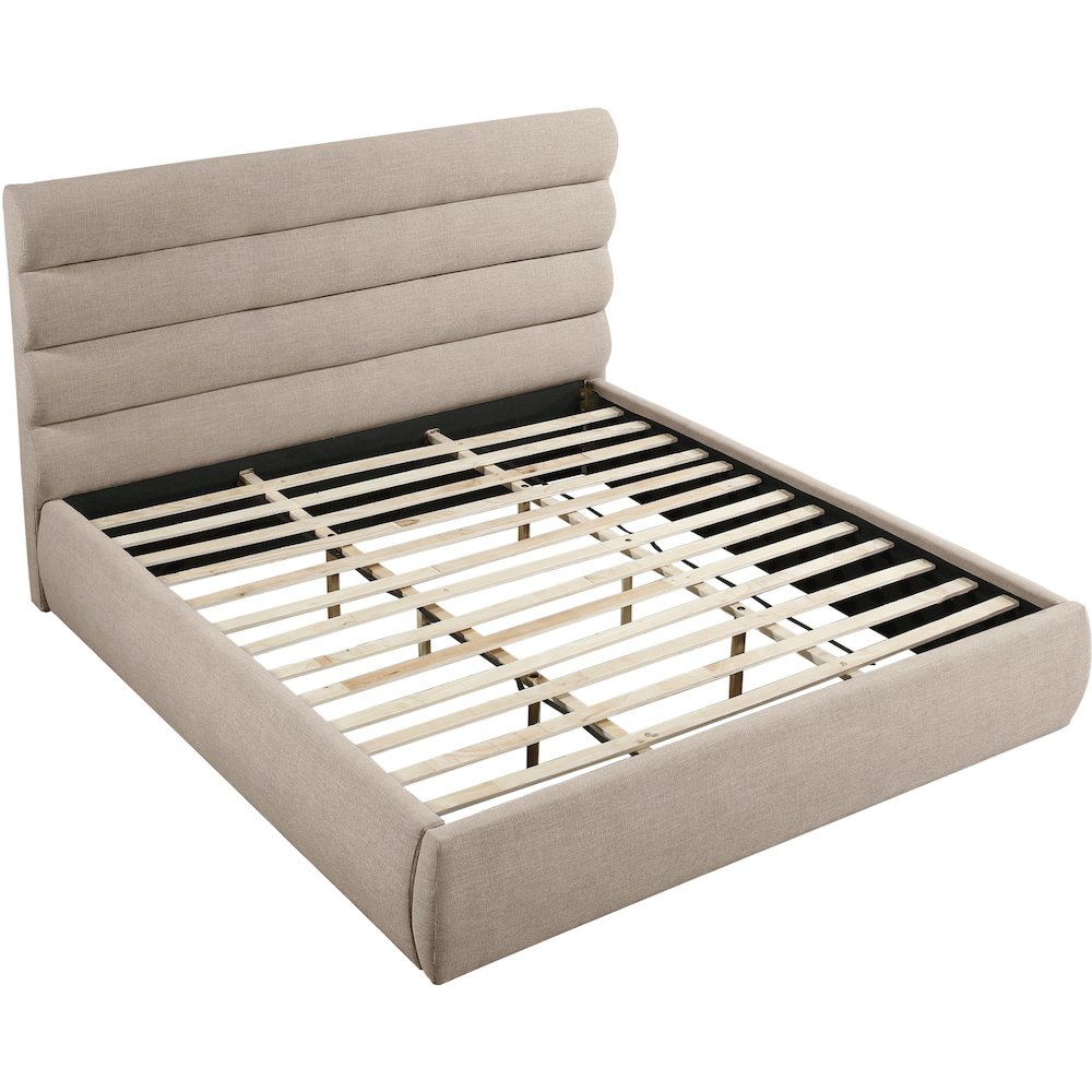 Adam Beige Linen Textured Fabric King Bed