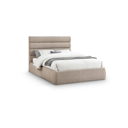 Adam Beige Linen Textured Fabric Queen Bed