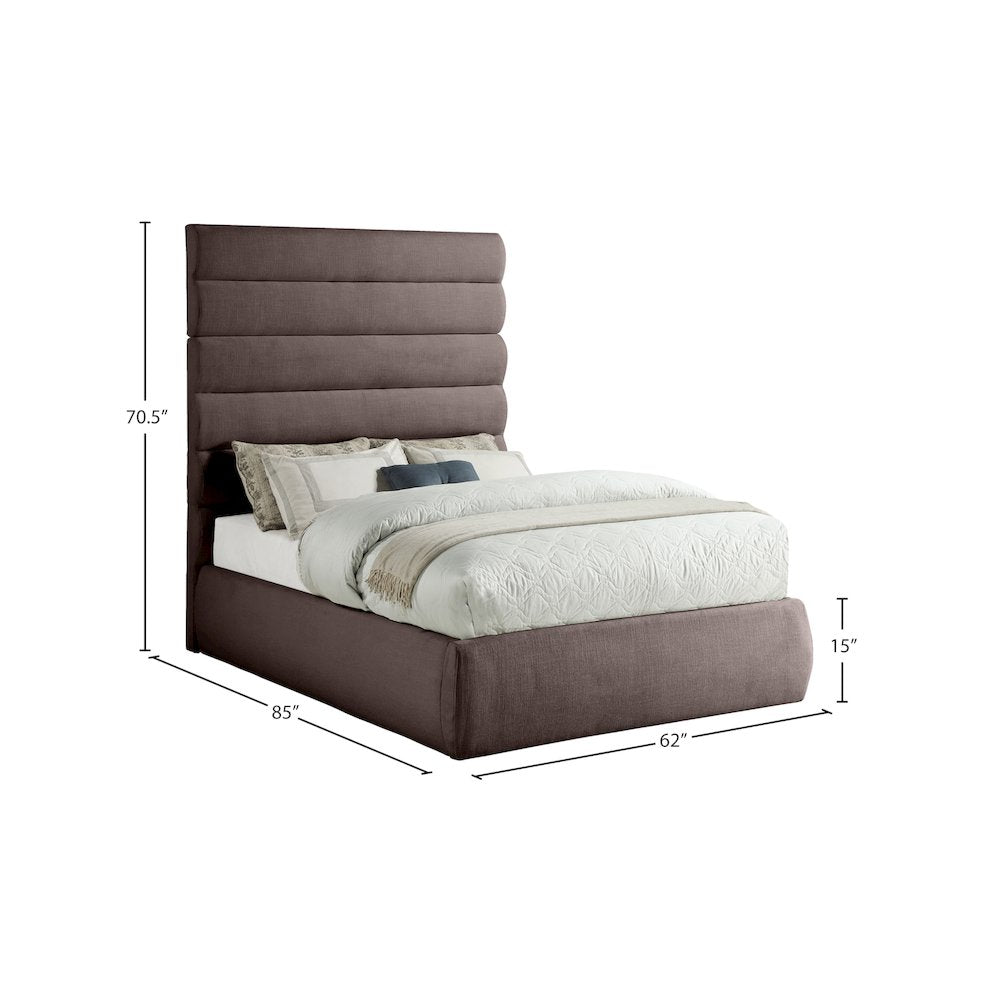 Adam Brown Linen Textured Fabric Full Bed