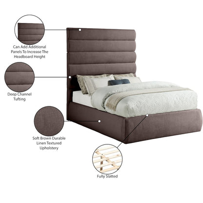 Adam Brown Linen Textured Fabric Full Bed