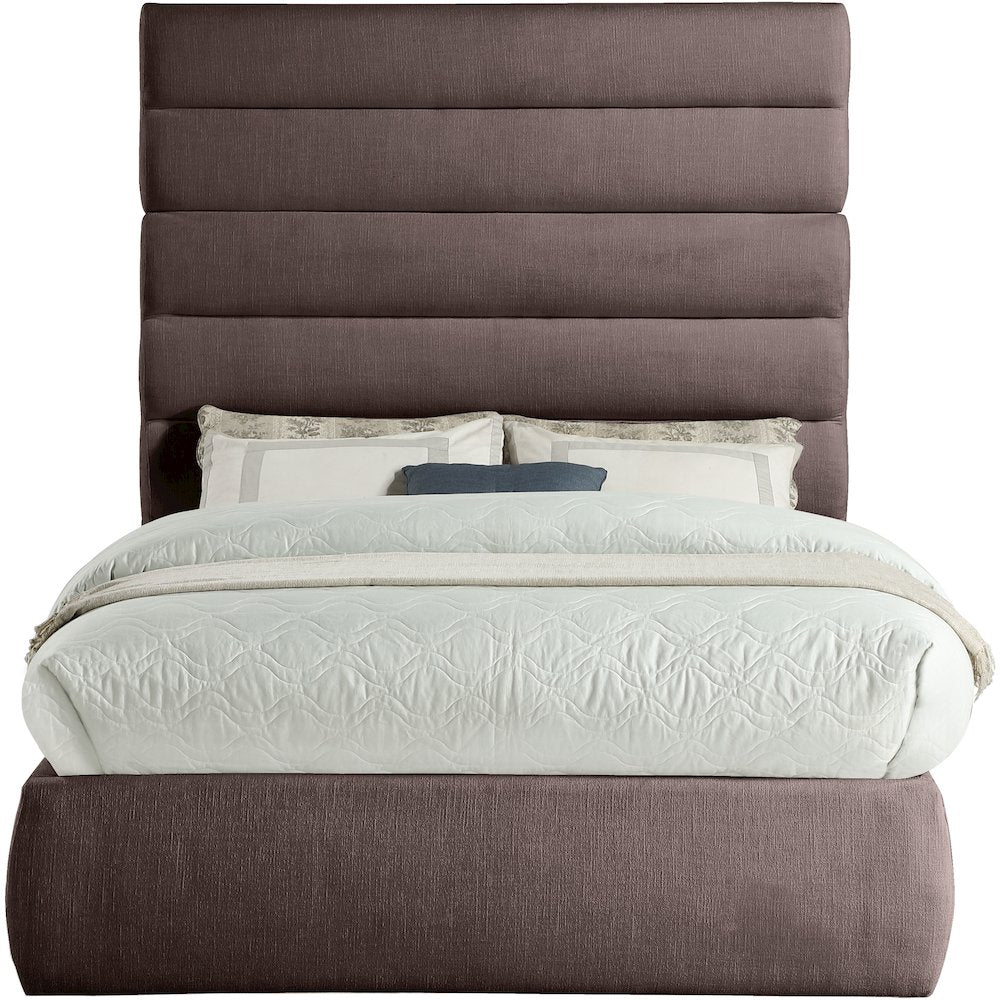 Adam Brown Linen Textured Fabric Full Bed
