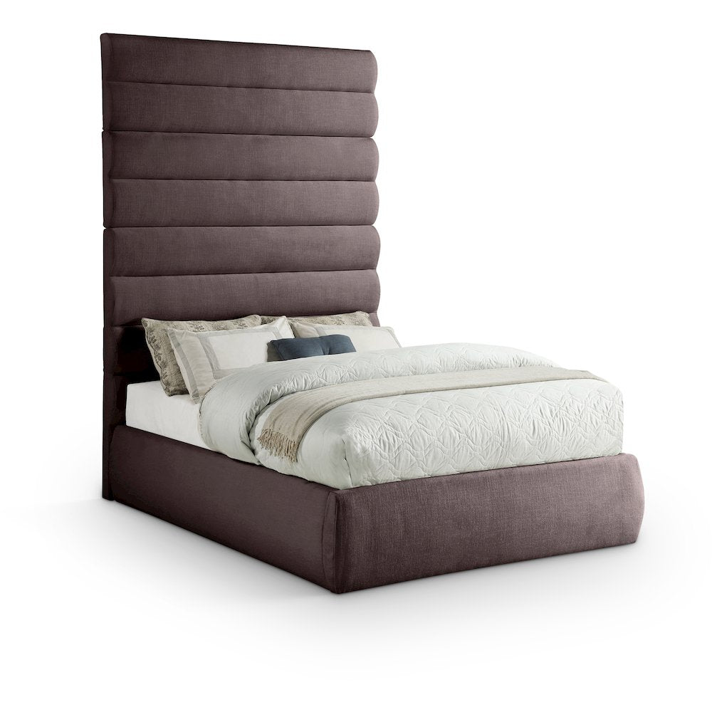 Adam Brown Linen Textured Fabric Full Bed