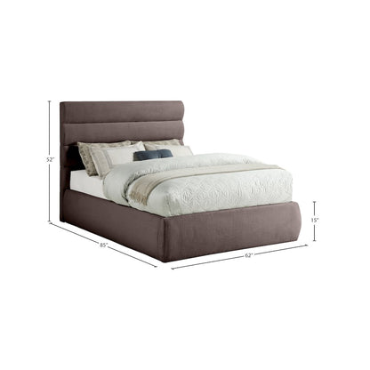 Adam Brown Linen Textured Fabric Full Bed