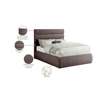 Adam Brown Linen Textured Fabric Full Bed