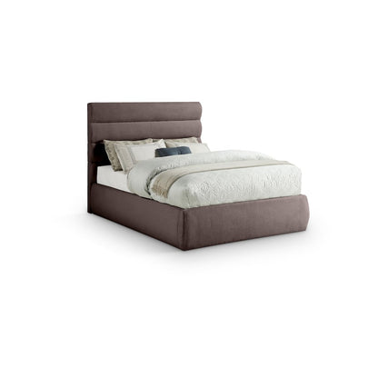 Adam Brown Linen Textured Fabric Full Bed