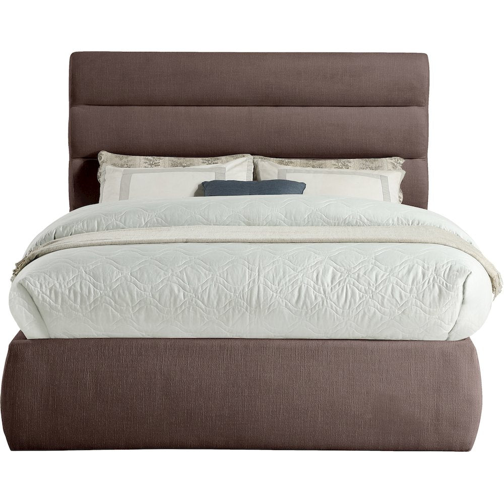 Adam Brown Linen Textured Fabric Full Bed