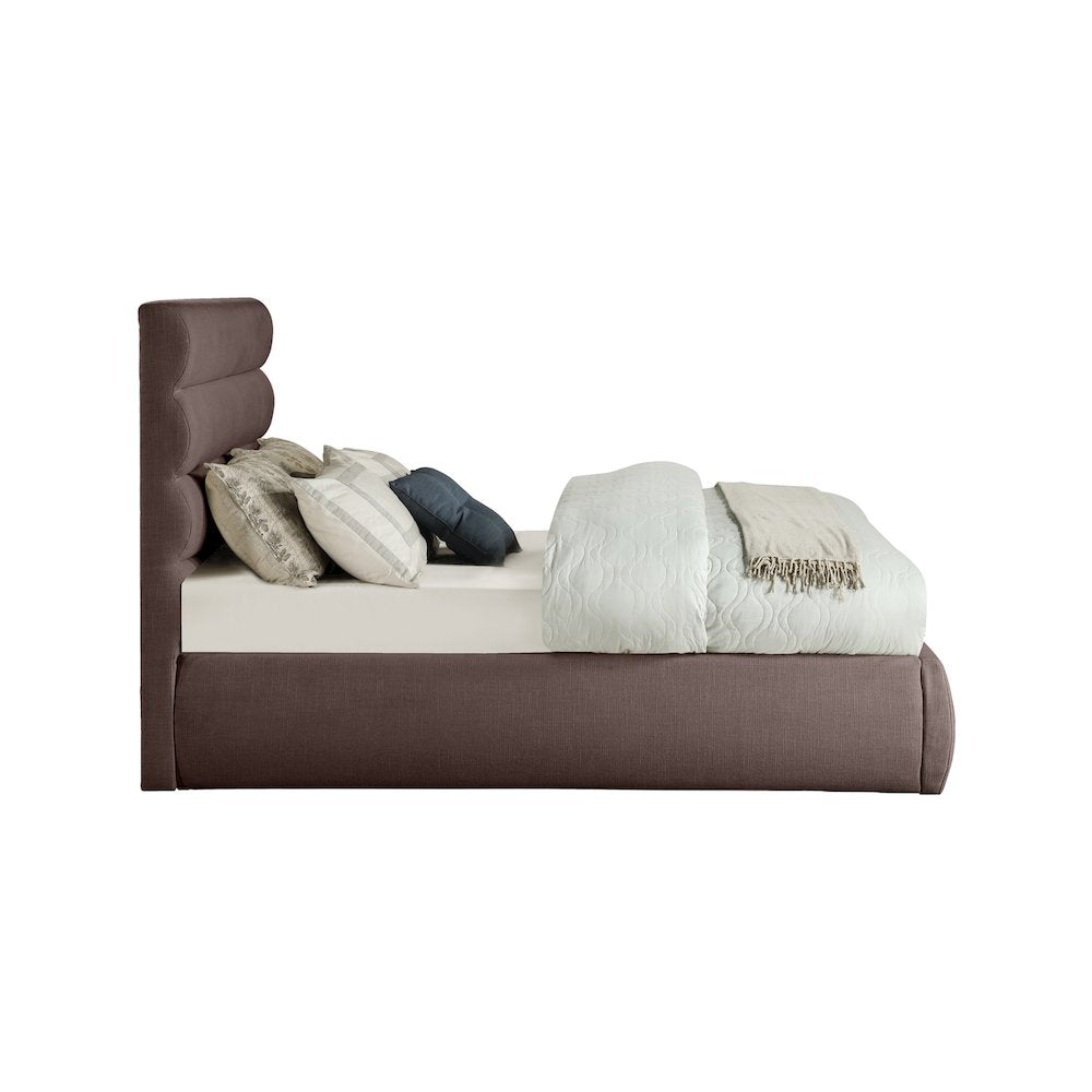Adam Brown Linen Textured Fabric Full Bed