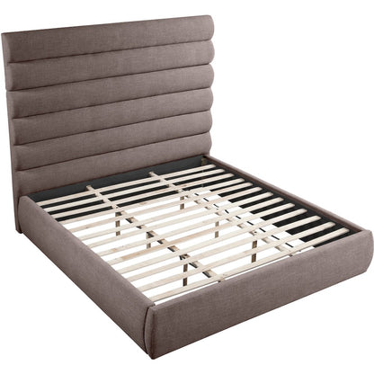 Adam Brown Linen Textured Fabric King Bed