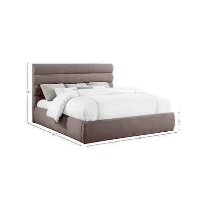 Adam Brown Linen Textured Fabric King Bed