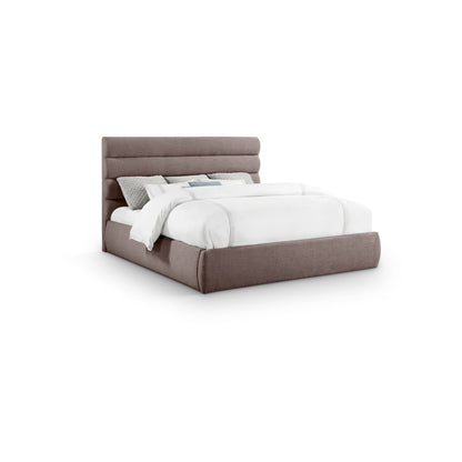 Adam Brown Linen Textured Fabric King Bed
