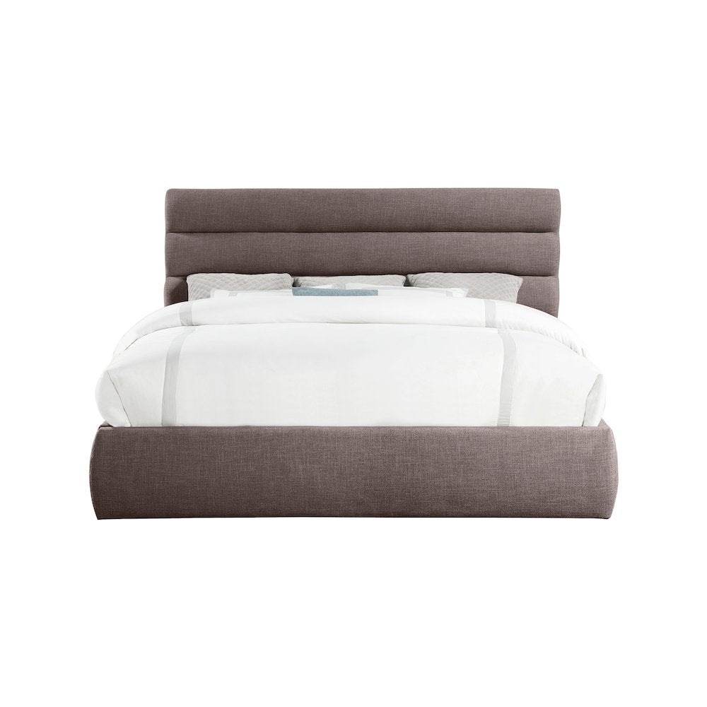 Adam Brown Linen Textured Fabric King Bed