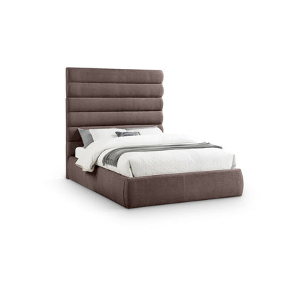 Adam Brown Linen Textured Fabric Queen Bed