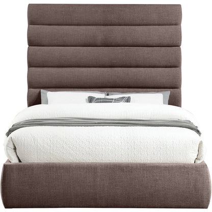 Adam Brown Linen Textured Fabric Queen Bed
