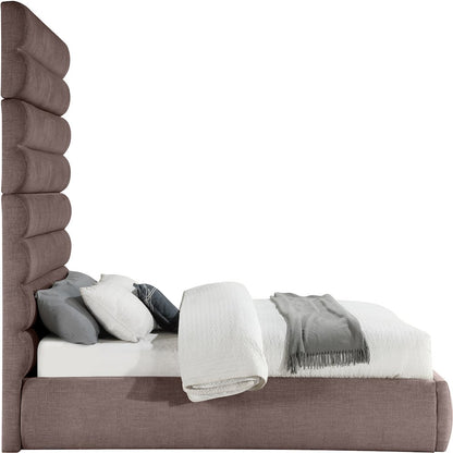 Adam Brown Linen Textured Fabric Queen Bed