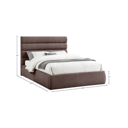 Adam Brown Linen Textured Fabric Queen Bed
