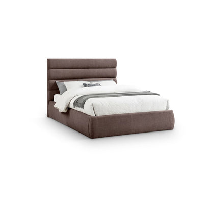 Adam Brown Linen Textured Fabric Queen Bed