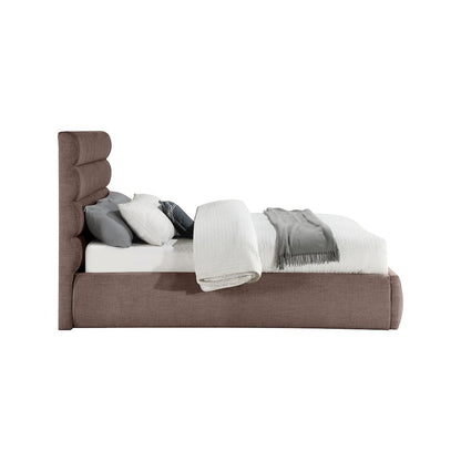 Adam Brown Linen Textured Fabric Queen Bed