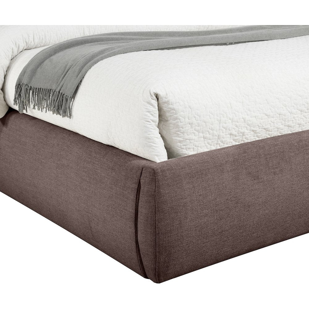 Adam Brown Linen Textured Fabric Queen Bed