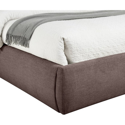 Adam Brown Linen Textured Fabric Queen Bed