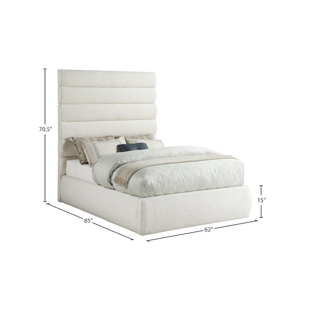 Adam Cream Linen Textured Fabric Full Bed