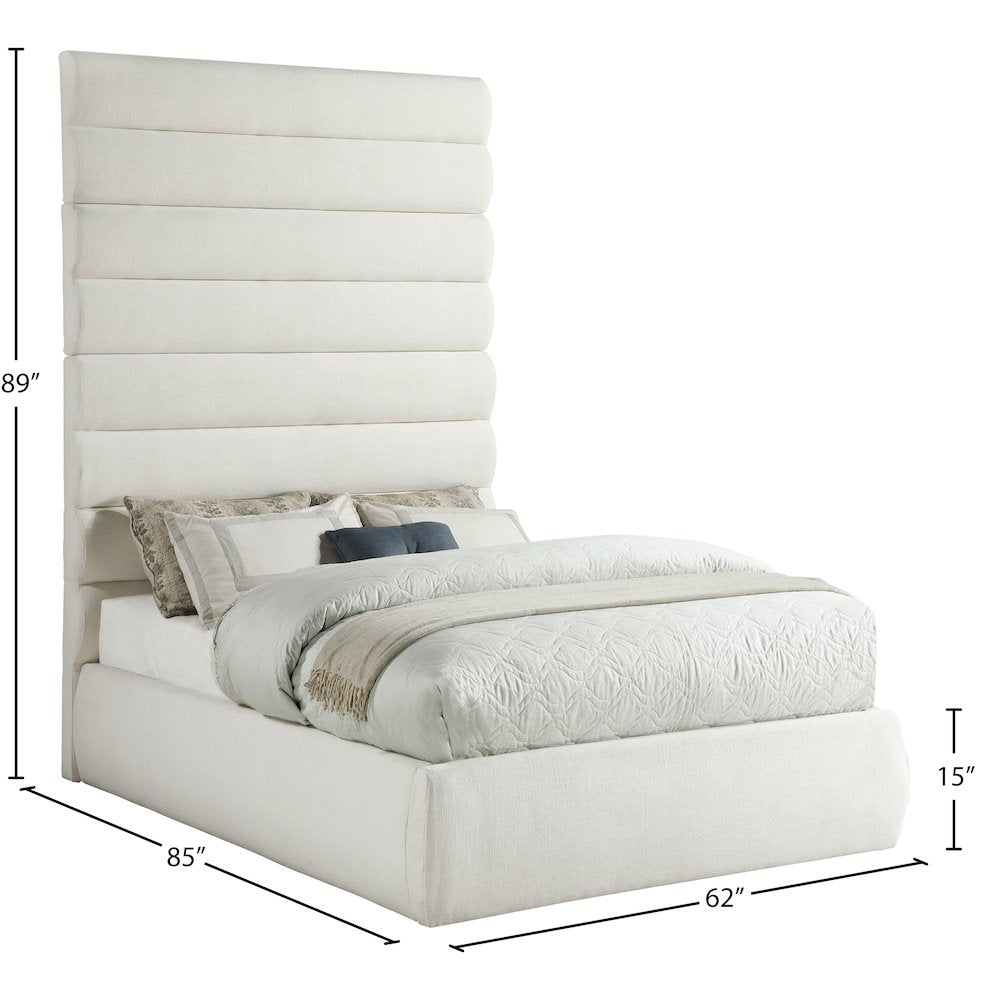 Adam Cream Linen Textured Fabric Full Bed
