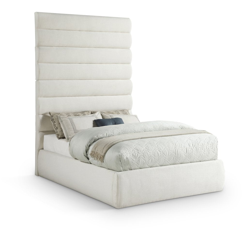 Adam Cream Linen Textured Fabric Full Bed