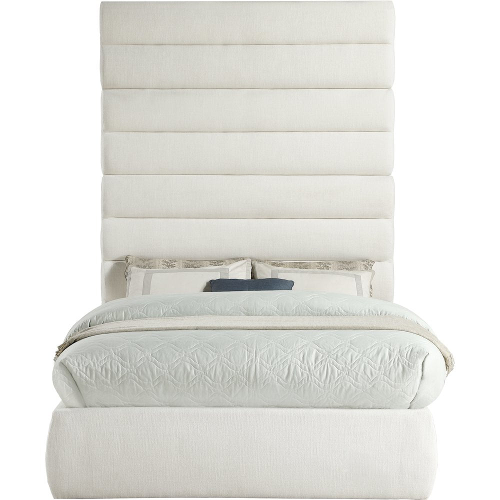 Adam Cream Linen Textured Fabric Full Bed
