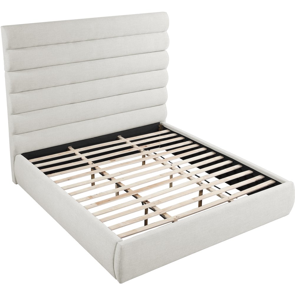 Adam Cream Linen Textured Fabric King Bed