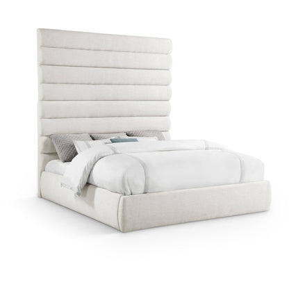 Adam Cream Linen Textured Fabric King Bed