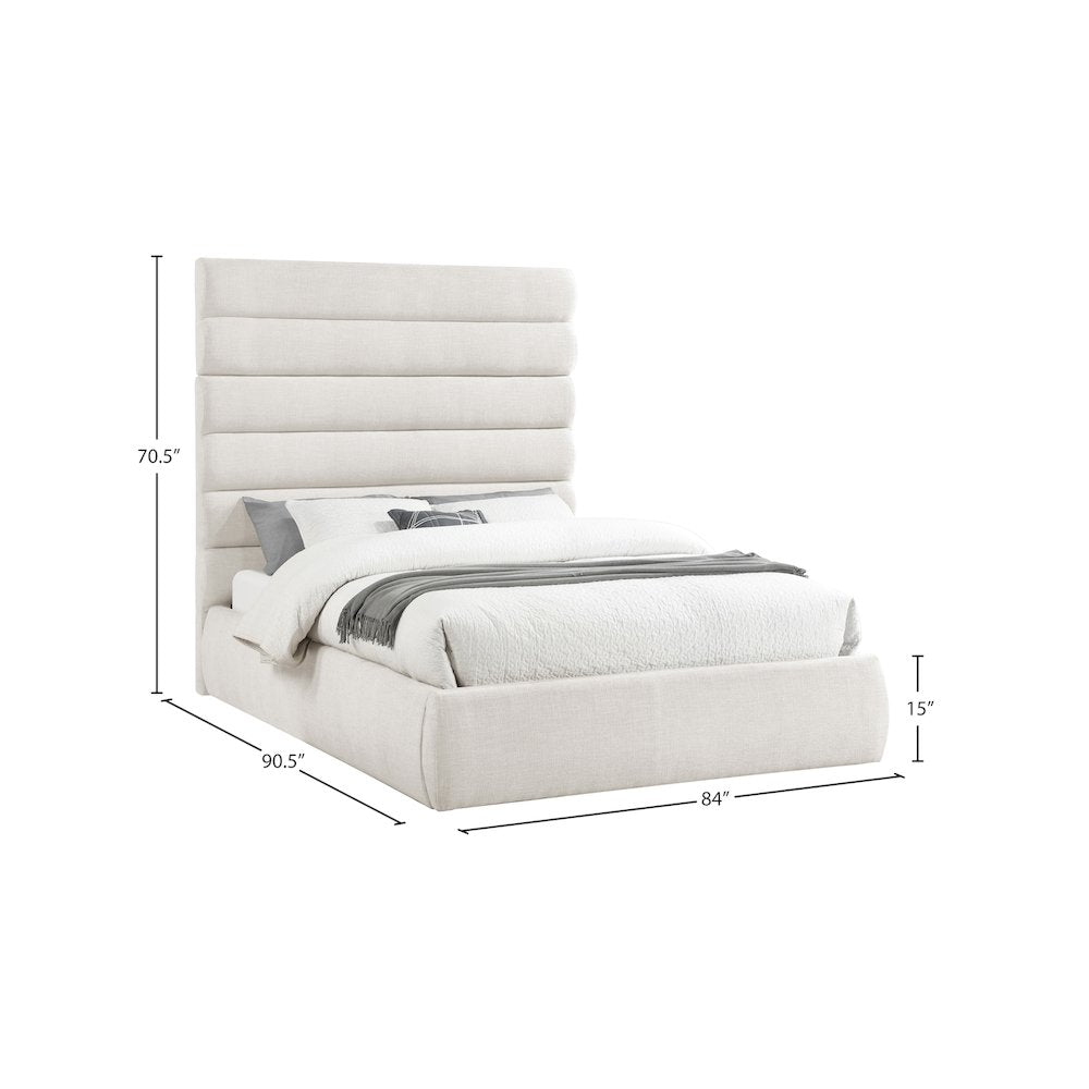 Adam Cream Linen Textured Fabric Queen Bed