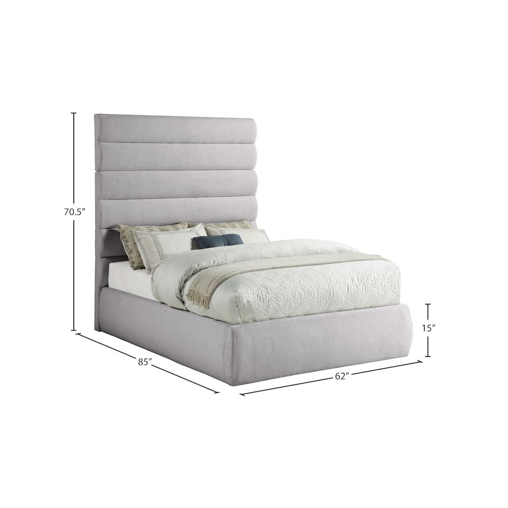 Adam Grey Linen Textured Fabric Full Bed