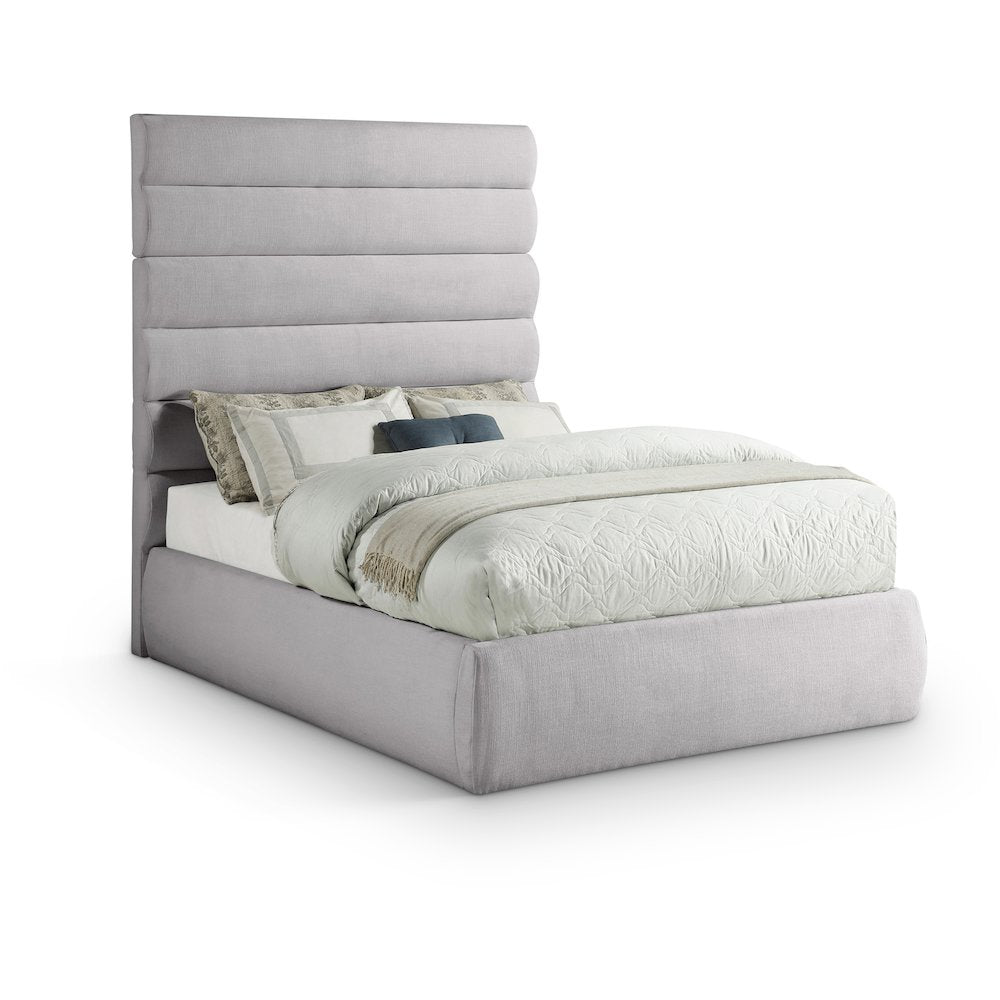 Adam Grey Linen Textured Fabric Full Bed