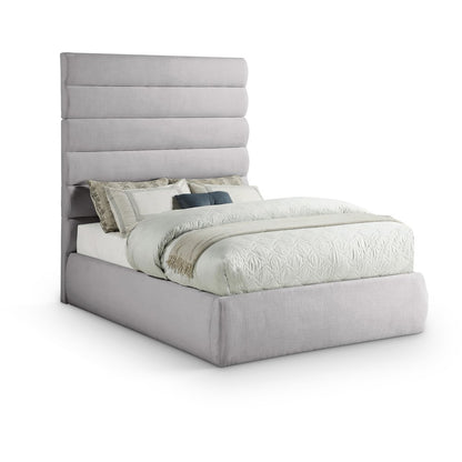 Adam Grey Linen Textured Fabric Full Bed