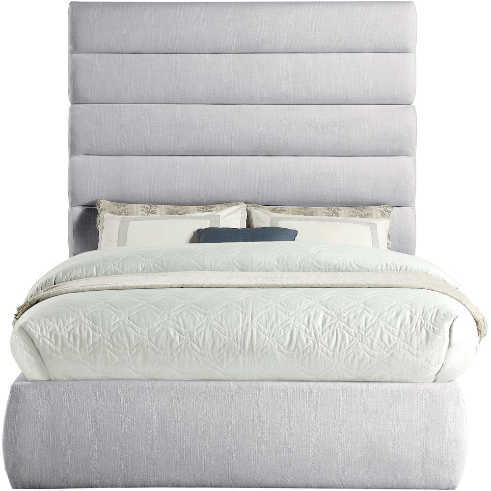 Adam Grey Linen Textured Fabric Full Bed