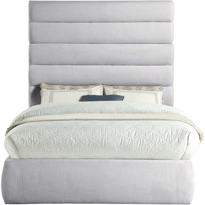 Adam Grey Linen Textured Fabric Full Bed