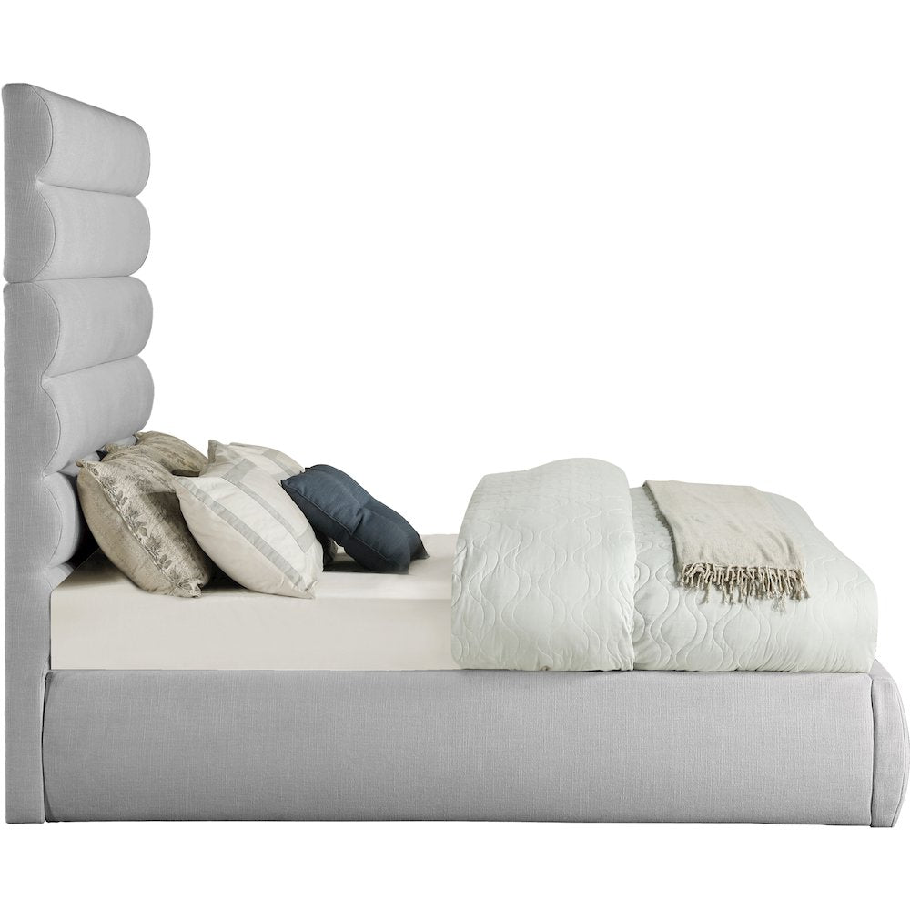 Adam Grey Linen Textured Fabric Full Bed