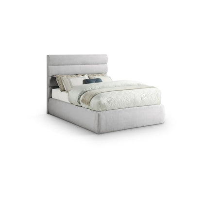Adam Grey Linen Textured Fabric Full Bed