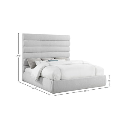 Adam Grey Linen Textured Fabric King Bed
