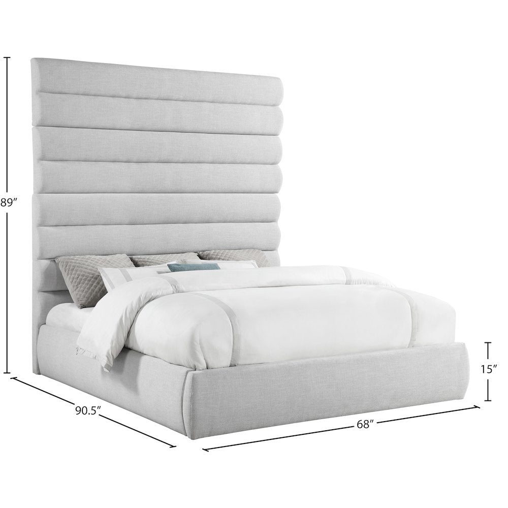 Adam Grey Linen Textured Fabric King Bed