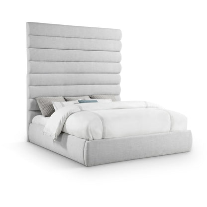 Adam Grey Linen Textured Fabric King Bed