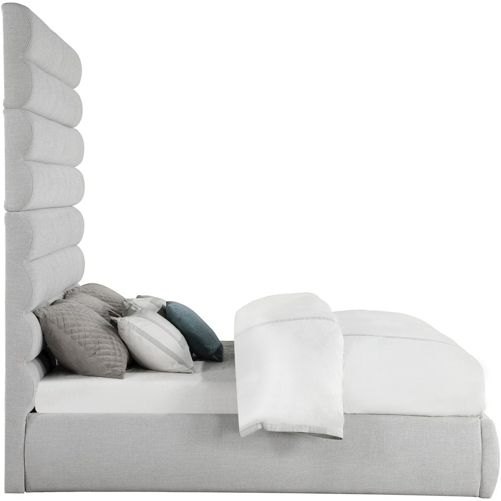 Adam Grey Linen Textured Fabric King Bed