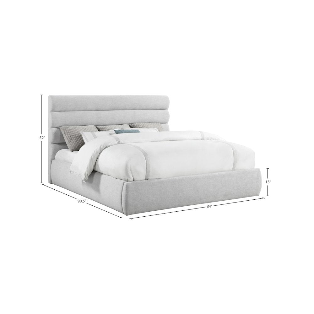Adam Grey Linen Textured Fabric King Bed