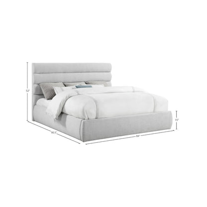 Adam Grey Linen Textured Fabric King Bed